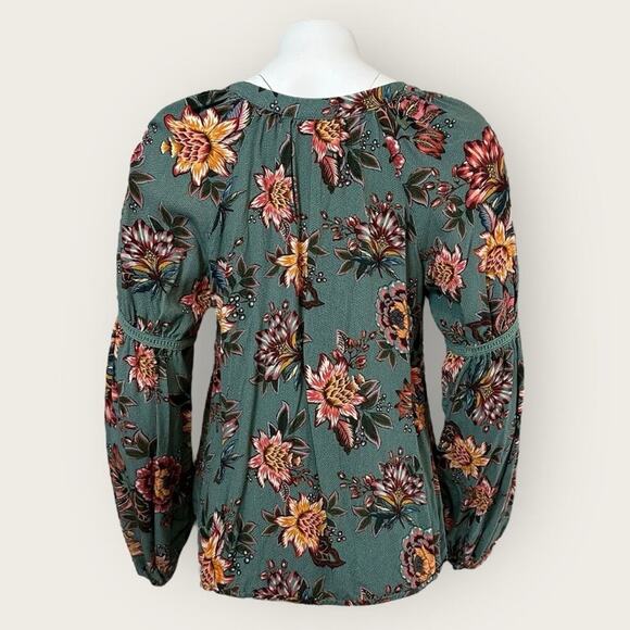 Farm Rio x Anthropologie | Palola Floral Peasant Blouse | Multi Green | Medium - Picture 4 of 15